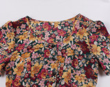 Vintage Style Formal Floral Skater Dress with Short Sleeves