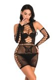 Sexy Hollow Out Mesh ChemiseLingerie with Gloves