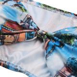 African Print Strapless Two-Piece Swimwear