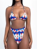 Print Two-Piece High Waist Swimwear with Cover-Up