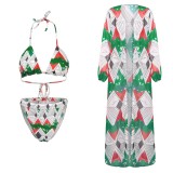 Print Two-Piece High Waist Swimwear with Cover-Up