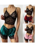 Sexy Lace Top and Satin Shorts Lingerie Set