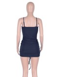 Summer Sexy Ruched Halter Royal Bodycon Dress