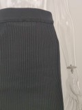 Spring Side Slit High Waist Knitting Midi Skirt