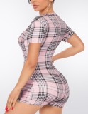 Summer Casual V-Neck Plaid Print Bodycon Rompers
