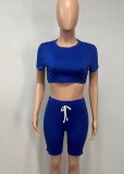 Summer Sexy Solid Crop Top and Shorts 2pc Matching Set