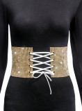 Fashion Beaded Lace-Up Waist Belt