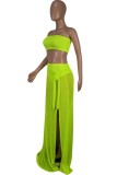 Summer Beach Solid High Waist Bandeau Swimwear with Matching Cover-Up
