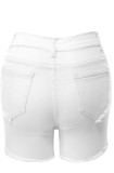 Summer White High Waist Tassels Denim Shorts