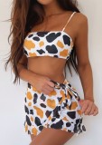 Sexy 3PC Cow Print Swimwear with Cover-Up