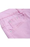 Summer Pink High Waist Tassels Denim Shorts