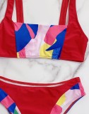 High Cut Two-Piece Colorful Strap Swimwear