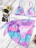Sexy 3PC Tie Dye Swimwear with Cover-Up