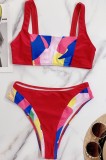 High Cut Two-Piece Colorful Strap Swimwear