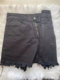 Summer Black Denim High Cut Tassels Sexy Shorts