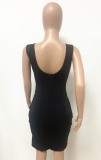 Summer Black Hollow Out Sleeveless Party Sexy Bodycon Dress