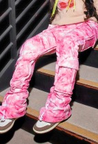 Summer Tie Dye pantalones deportivos rosas con bolsillo