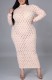 Plus Size Hollow Out Sexy Long Sleeve Midi Dress
