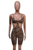 Summer Sexy Hollow Out Strap Leopard Bodycon Rompers