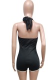 Summer Sexy Black Lace-Up Sleeveless Bodycon Rompers