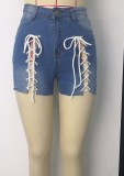 Summer High Waist Sexy Lace-Up Tight Denim Shorts