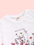 Baby Girl Summer Floral White O-Neck Shirt