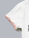 Baby Girl Summer Print White Knitting Shirt