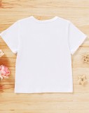 Kids Girl Summer Animal Print White O-Neck Shirt