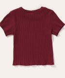 Baby Girl Summer Red Knitting O-Neck Shirt