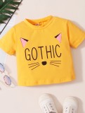Baby Girl Summer Print Yellow O-Neck Shirt