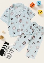 Kids Boy Summer Strawberry Print Shirt and Pants Conjunto de pijama de 2 piezas