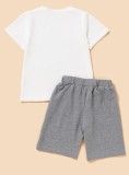 Kids Girl Summer Print White Shirt and Grey Shorts 2PC Set