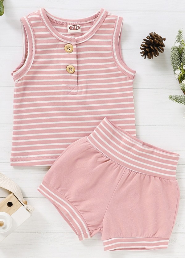 Baby Girl Summer Stripes Shirt and Shorts Matching Set