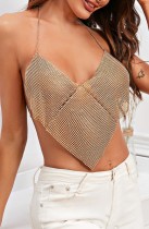 Sommer Golden Beaded Sexy Halfter Club Top