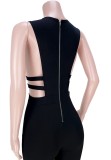 Summer Black Sexy Hollow Out Sleeveless Bodycon Jumpsuit