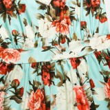 Summer Casual Bohemain Floral Deep-V Strap Long Maxi Sundress