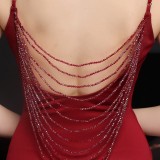Summer Red Wrapped Strap Long Evening Dress