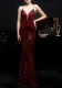 Summer Red Sequins Strap Mermaid Long Evening Dress