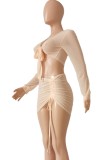 Summer Nude Sexy 2 Piece Crop Top and Skirt Cover-Up et