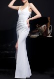Summer White Wrapped Strap Long Evening Dress