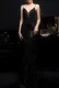 Summer Black Sequins Strap Mermaid Long Evening Dress