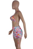 Summer Tie Dye Sexy Bra and Shorts Matching 2PC Party Set