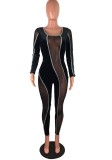 Summer Mesh Patch Velvet Sexy Party Bodycon Jumpsuit