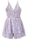 Summer Casual Floral Print High Waist Strap Rompers