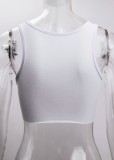 Summer White Hollow Out Sexy Sleeveless Crop Top