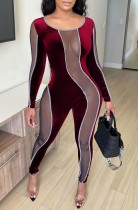 Summer Mesh Patch Velvet Sexy Party Bodycon Overall
