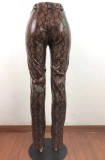 Summer Snake Skin Sexy Leather Trousers