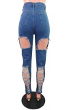 Summer Stylish Blue Ripped Jeans