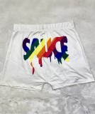 Summer Print White High Waist Sexy Tight Jogger Shorts