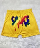 Summer Print Yellow High Waist Sexy Tight Jogger Shorts